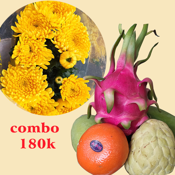 Combo trái cây và hoa cúc vàng